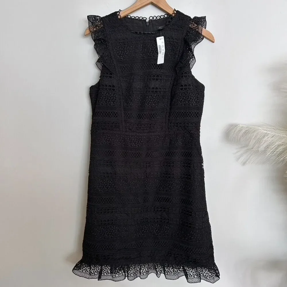 J.Crew Cap-sleeve ruffle dress in mixed lace